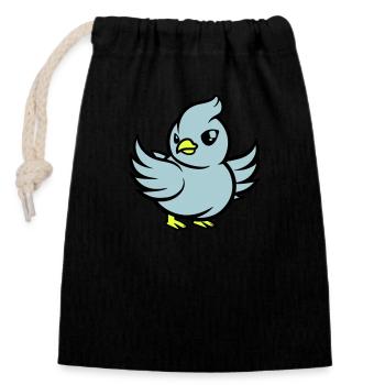 Bande dessinée de pigeon - Sac cadeau en coton avec cordon (14 x 20 cm) - noir - Devant