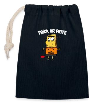 TRICK OR FRIES WHITE - Closable cotton gift bag (14x20cm) - navy - Front