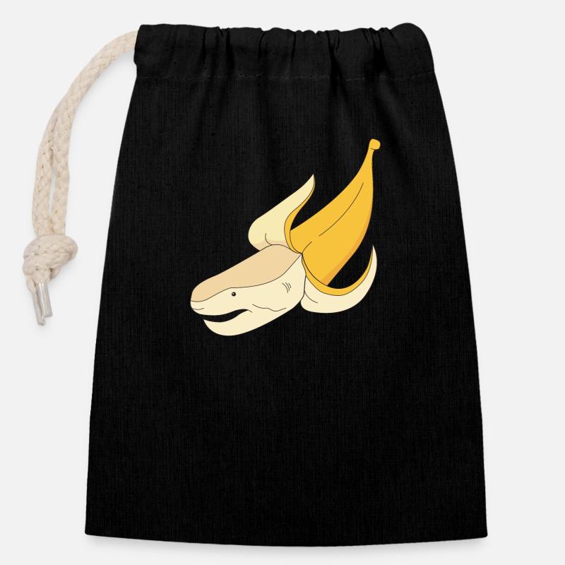 bananashark - Verschließbarer Geschenkbeutel aus Baumwolle (14x20cm) - Schwarz
