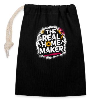 DIY design for renovation fans - Closable cotton gift bag (14x20cm) - black - Front