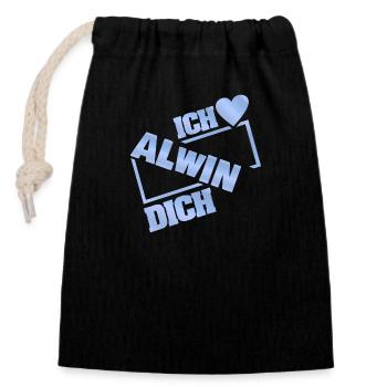 Couple Alwin - Closable cotton gift bag (14x20cm) - black - Front