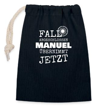 Manuel comme prénom - Sac cadeau en coton avec cordon (14 x 20 cm) - bleu marine - Devant