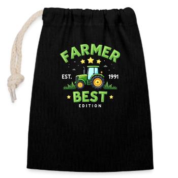 Funny Farmers - Farmer Power T-Shirt - Sac cadeau en coton avec cordon (14 x 20 cm) - noir - Devant