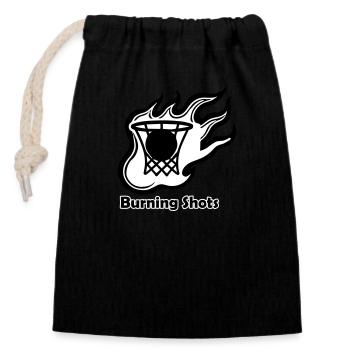 Basketball on fire - Burning shots design - Closable cotton gift bag (14x20cm) - black - Front