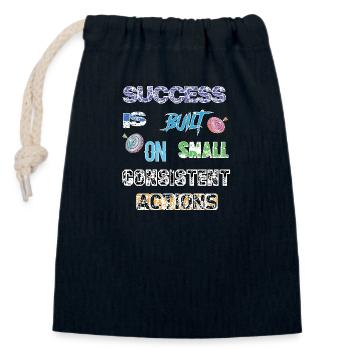 T-shirt Success is built on small consistent - Closable cotton gift bag (14x20cm) - navy - Front