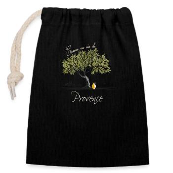 Olivier, Paysage Provence , art provençal - Sac cadeau en coton avec cordon (14 x 20 cm) - noir - Devant