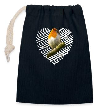 Robin sweet sweet - Closable cotton gift bag (14x20cm) - navy - Front