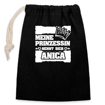Anica comme prénom de fille - Sac cadeau en coton avec cordon (14 x 20 cm) - noir - Devant