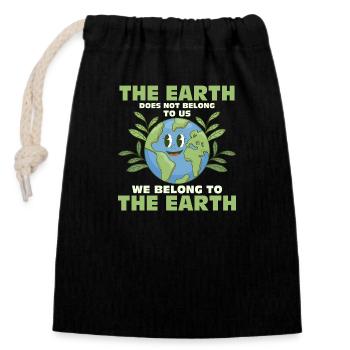 La Terre ne nous appartient pas Journée de la Terre Planète - Sac cadeau en coton avec cordon (14 x 20 cm) - noir - Devant