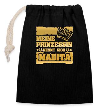 Maiden's name Madita - Closable cotton gift bag (14x20cm) - black - Front