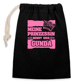 Mädchenname Gunda - Verschließbarer Geschenkbeutel aus Baumwolle (14x20cm) - Schwarz - Vorne