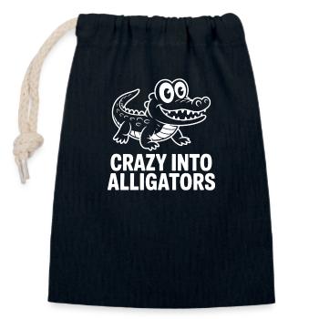 Cute alligator alligators - Closable cotton gift bag (14x20cm) - navy - Front
