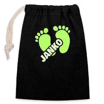Naissance de Janko - Sac cadeau en coton avec cordon (14 x 20 cm) - noir - Devant