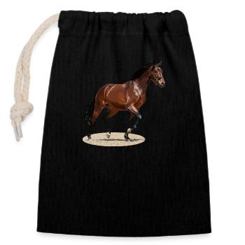 Selle Français 3 - Sac cadeau en coton avec cordon (14 x 20 cm) - noir - Devant