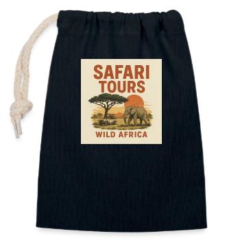 Adventurous safari tour in the heart of Africa – Vin - Closable cotton gift bag (14x20cm) - navy - Front