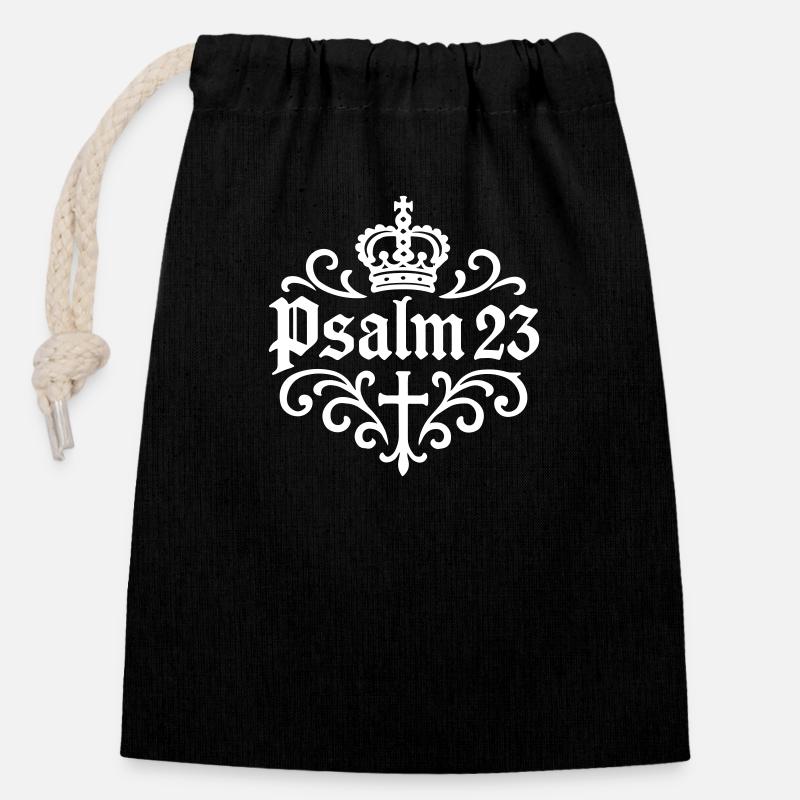 Psalm 23 Christian - Closable cotton gift bag (14x20cm) - black