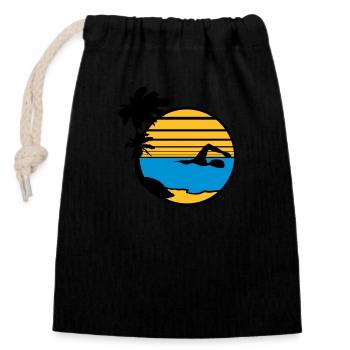 palmen insel urlaub ferien sonne strand schwimmen - Verschließbarer Geschenkbeutel aus Baumwolle (14x20cm) - Schwarz - Vorne