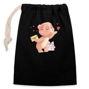 bear kiss valentine | bear love Valentine's Day - Closable cotton gift bag (14x20cm) - black - Front