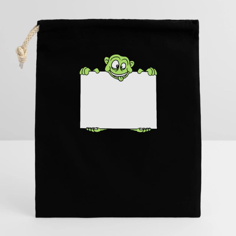 shield monster hold text box write blank fl Closable cotton gift bag (14x20cm)