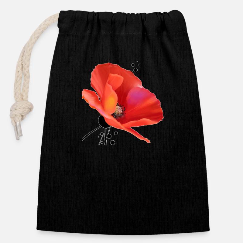 Poppy - Closable cotton gift bag (14x20cm) - black