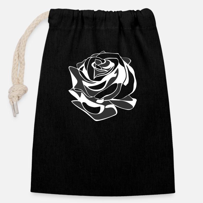 rose - Closable cotton gift bag (14x20cm) - black