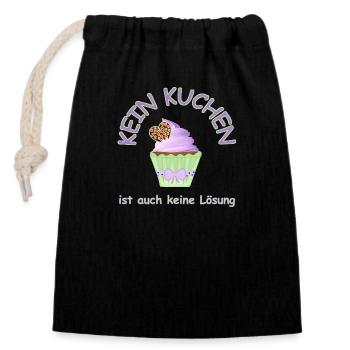 kein kuchen ist auch keine lösung - Closable cotton gift bag (14x20cm) - black - Front