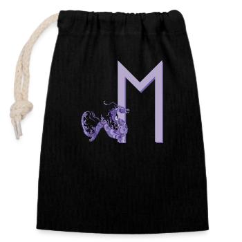 purple dragon with rune m - Closable cotton gift bag (14x20cm) - black - Front