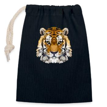 Tigre - Sac cadeau en coton avec cordon (14 x 20 cm) - bleu marine - Devant