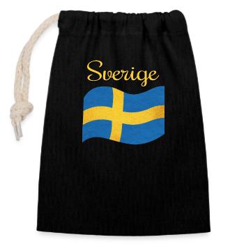 Le drapeau de la Suède Sverige - Sac cadeau en coton avec cordon (14 x 20 cm) - noir - Devant