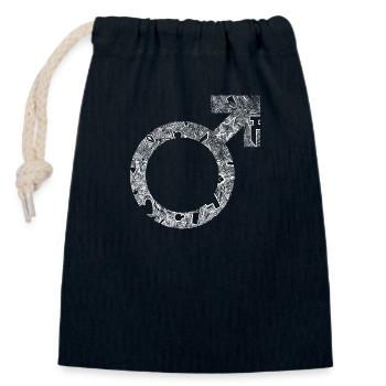 Enseigne de main-d’œuvre blanche - Sac cadeau en coton avec cordon (14 x 20 cm) - bleu marine - Devant