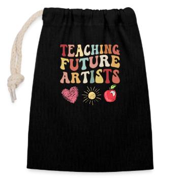 Kunstlehrer Design Kunstlehrerinnen Kunst Schule - Verschließbarer Geschenkbeutel aus Baumwolle (14x20cm) - Schwarz - Vorne
