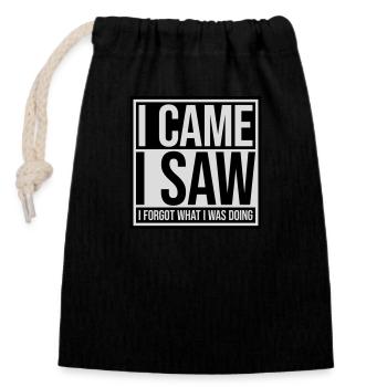 I came saw forget - Closable cotton gift bag (14x20cm) - black - Front