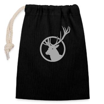 Deer - Closable cotton gift bag (14x20cm) - black - Front