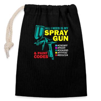 Tout ce dont j’ai besoin, c’est de mon pistolet de pulvérisation et de ma carrosserie de codes de peinture - Sac cadeau en coton avec cordon (14 x 20 cm) - noir - Devant