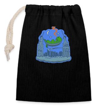 The monster takes a break - Closable cotton gift bag (14x20cm) - black - Front