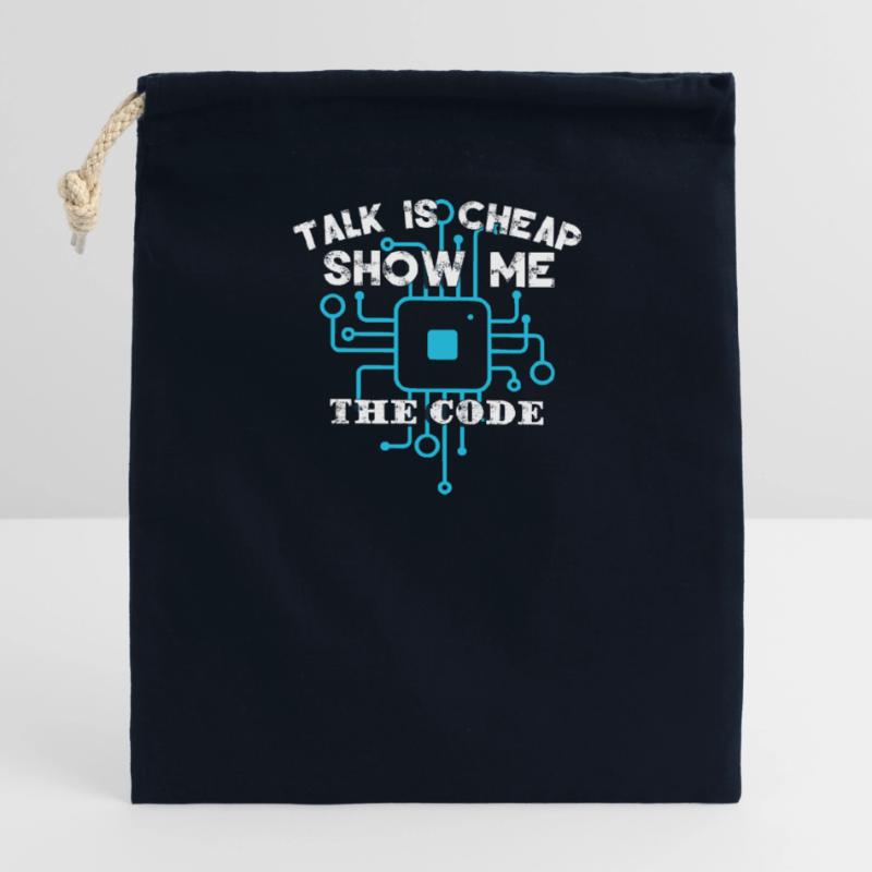 Funny Coder Coding Closable cotton gift bag (14x20cm)