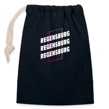 Regensburg Germany City Font Skyline - Closable cotton gift bag (14x20cm) - navy - Front