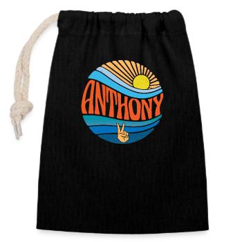 Anthony Hemd Vintage Sunset Anthony Groovy Krawatte - Verschließbarer Geschenkbeutel aus Baumwolle (14x20cm) - Schwarz - Vorne