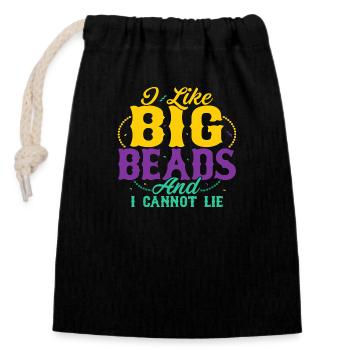 J’aime les grosses perles et je ne peux pas mentir Mardi Gras Party - Sac cadeau en coton avec cordon (14 x 20 cm) - noir - Devant