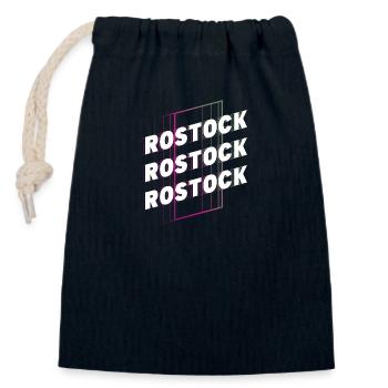 Rostock Deutschland Stadt Schrift Skyline Heimat - Verschließbarer Geschenkbeutel aus Baumwolle (14x20cm) - Navy - Vorne