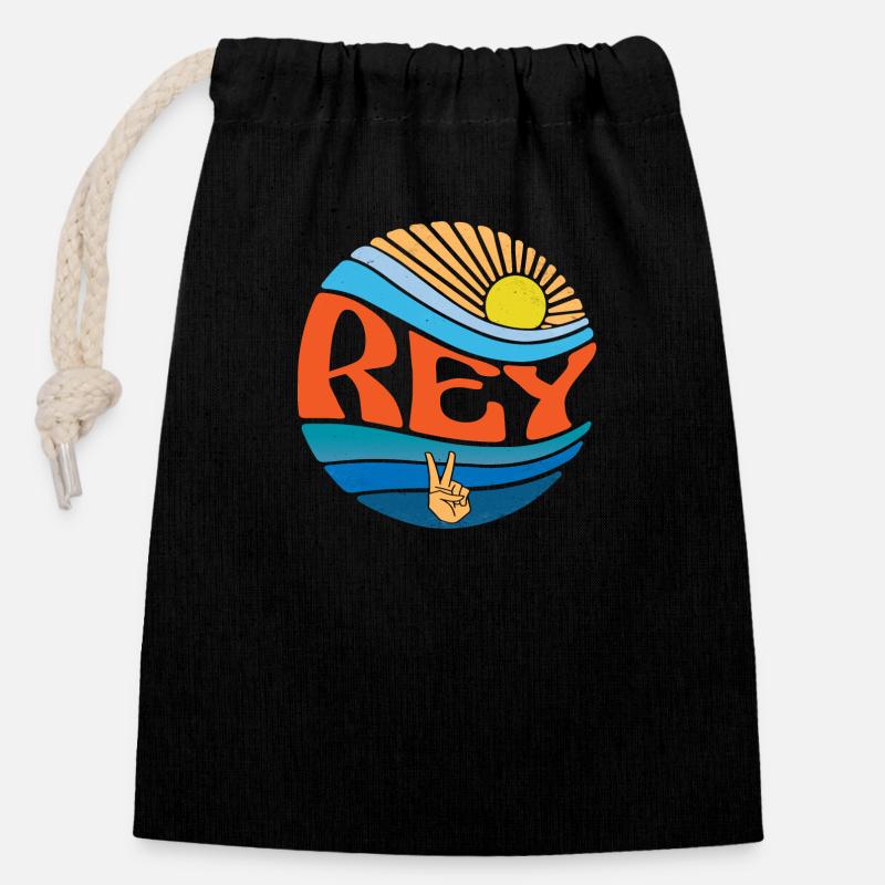 Rey Hemd Vintage Sunset Rey Groovy Tie Dye - Verschließbarer Geschenkbeutel aus Baumwolle (14x20cm) - Schwarz
