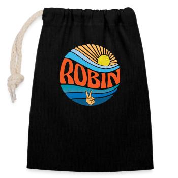 Robin Shirt Vintage Sunset Robin Groovy Tie Dye - Verschließbarer Geschenkbeutel aus Baumwolle (14x20cm) - Schwarz - Vorne