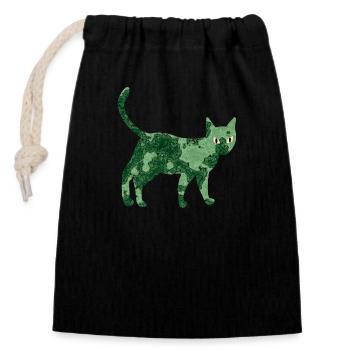 marbled cat - fantasy cat - Closable cotton gift bag (14x20cm) - black - Front