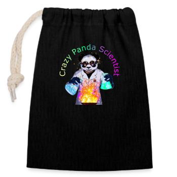 Crazy Panda Scientist - Verschließbarer Geschenkbeutel aus Baumwolle (14x20cm) - Schwarz - Vorne