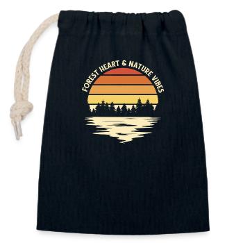 Forêt rétro coucher de soleil - Sac cadeau en coton avec cordon (14 x 20 cm) - bleu marine - Devant