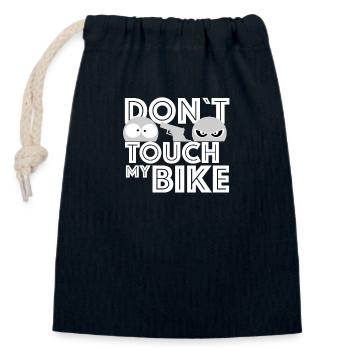 Dont touch my Bike - The boy with the gun - Closable cotton gift bag (14x20cm) - navy - Front