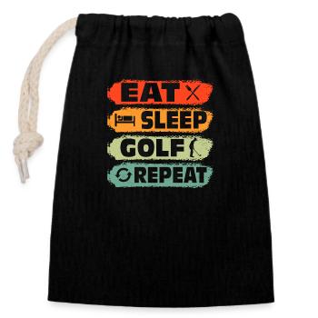 Eat Sleep Golf Repeat Par Tee Golfing - Verschließbarer Geschenkbeutel aus Baumwolle (14x20cm) - Schwarz - Vorne