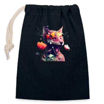 Frühling Fuchs und Blumen - Verschließbarer Geschenkbeutel aus Baumwolle (14x20cm) - Navy - Vorne