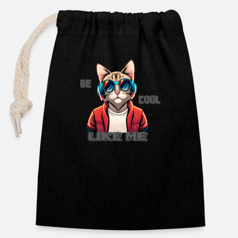 be cool like me 2 - Closable cotton gift bag (14x20cm) - black