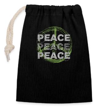 Peace - Frieden - Verschließbarer Geschenkbeutel aus Baumwolle (14x20cm) - Schwarz - Vorne